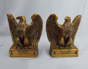 Eagle Bookends - Heavy Brass Pair with 1776 Plaques