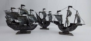 Metal Sailing Ship Models - Nina, Pinta & Santa Maria (Lot of 3)