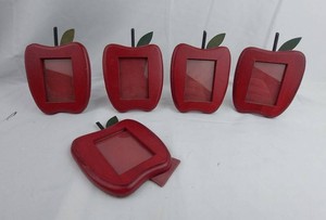 Apple-Shaped Picture Frames - Red Tabletop Photo Frames (Lot of 5)