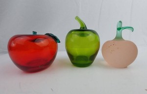 Glass Apple Figurines (Lot of 3) - Hallmark Cards