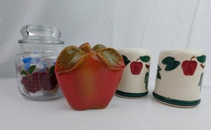 Napkin Holder & Salt Shakers - 4pc Apple-Themed Kitchen Accessory Set