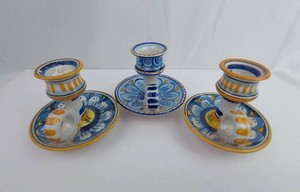 Ceramic Candlestick Holders - Hand-Painted Talavera Style (Set of 3)