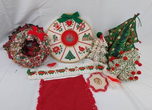 Vintage Christmas Decor - Handmade Fabric Wreaths, Trees & Holiday Decorations
