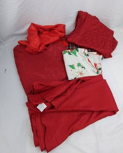 Christmas Table Linens - Red, Tartan Plaid & Holly Poinsettia Fabric Assortment