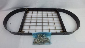 Hanging Pot & Pan Rack - Black Wrought Iron Grid Center with Hooks