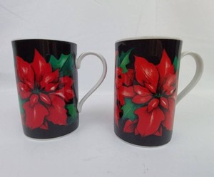 Christmas Mugs - Dunoon Poinsettia Coffee Mugs (Pair)