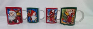Christmas Mugs - Artmark China Santa Claus Designs (Lot of 4)