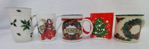 Holiday Christmas Mugs - Assorted Designs (Lot of 5)