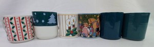 Holiday Coffee Mugs - Seasonal Christmas Designs (Lot of 6)