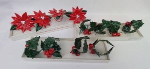 Christmas Napkin Rings - Poinsettia & Holly Bell Set