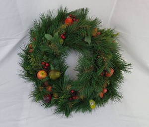Artificial Christmas Wreath - Fruit & Evergreen Holiday Decor