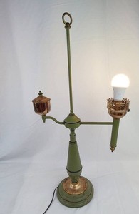 Green Lamp - Green Metal Lamp with Copper-Tone Accents