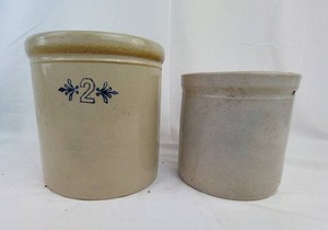 Stoneware Crocks - 2pc Set with 2-Gallon Crock