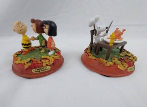 Peanuts Tabletop Sculptures - Bradford Exchange Give Thanks Set (Lot of 2)