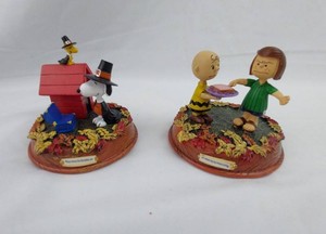 Peanuts Tabletop Sculptures - Hawthorne Village Give Thanks (Lot of 2)