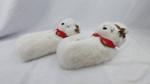 Vintage Santa Bear Plush Slippers - Dayton Hudson Miss Santa Bear Pair