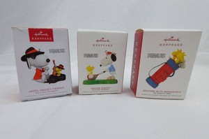 Christmas Ornaments - Hallmark Keepsake Peanuts Snoopy & Woodstock (Lot of 3)