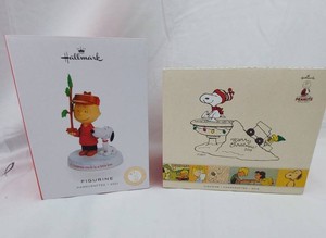 Peanuts Christmas Figurines - Hallmark Charlie Brown & Snoopy 2019, 2021 (Lot of 2)