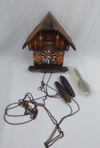 Cuckoo Clock - German Wooden Clock with Pinecone Weights