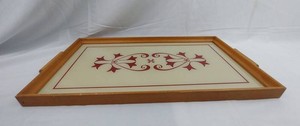 Wooden Serving Tray - Decorative Floral Scroll Breakfast Tray