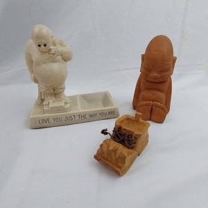 Decorative Figurines - Billiken, Scale Figure & Wooden Boot (Lot of 3)
