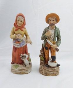Ceramic Country Couple Figurines - Homco Man & Woman Pair