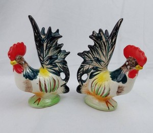 Rooster Figurines - Ceramic Decorative Chicken Pair
