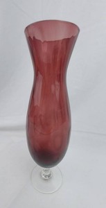 Art Glass Vase - Tall Ruby Red Flared Stemmed Vessel