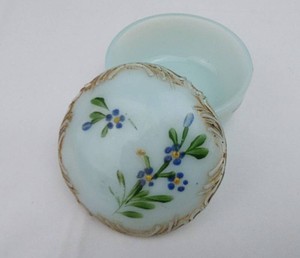 Glass Trinket Box - Floral Painted Lidded Jewelry Box