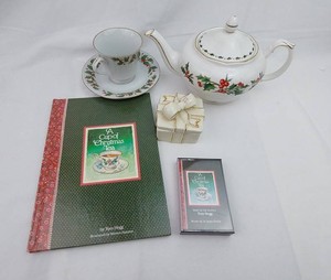 Christmas Tea Set - Teapot, Cup & Saucer, Book, Cassette & Gift Box (Lot of 5)