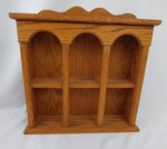Wall Display Shelf - Wooden 3-Compartment Arched Hanging Cabinet