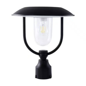 14  1-Light Black Aluminum Dusk to Dawn Solar Weather Resistant Outdoor Pier Mount Light with LED Bulb Included
