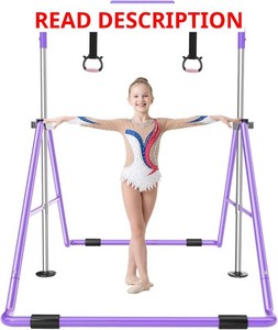 Safly Fun Foldable Gymnastics Bar for Kids, Adjustable 35-51, Sturdy 145 lbs Capacity, Easy-to-Assemble, Gymnastics Equipment for Kids for IndoorOutdoor Training