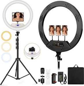 MACTREM Large 22 Ring Light with Stand, 75 Tripod for iPad iPhone Barber