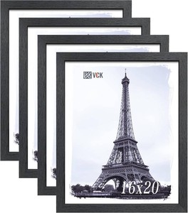 VCK 16x20 Frames Black 4 Pack, Wide Thick Wood Border, for PosterPrints