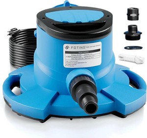 $130 FOTING 13HP 2250GPH Automatic Swimming Pool Cover Pump,Submersible Water Pump, Water Removal with 34 Check Valve Adapter & 25ft Power Cord, Drainage for Ponds, Rooftops, Water Beds,Blue