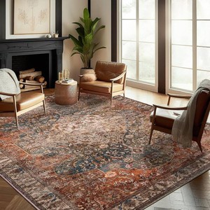 $190 chamler 10x14 Washable Area Rug Boho Chic Medallion Distressed Design Non-Shedding Easy Care Ideal for High Traffic Areas in Rug for Living Room Bedroom Office Coffee Table Large Carpet