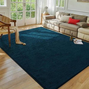 Softlife Navy Blue Area Rug for Bedroom Living Room, Solid Non-Slip 5x7 Fluffy Carpet with Soft Low Pile for Kids Boys Girls, Machine Washable Fuzzy Aethetic Rugs Home Dorm Decor