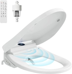 $150 TOTTE Smart Bidet Toilet Seat with Auto OpenClose Lid - Elongated Heated Seat, Instant Warm Water & Air Dryer, Remote Control, Stainless Steel Filter, Multiple Wash Modes & ECO Mode