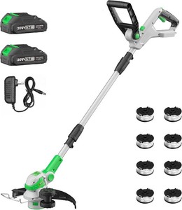 SOYUS 12 20V Cordless String Trimmer Weed Wacker, 2 2.0Ah Battery&Charger
