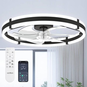 addlon 24 Low Profile Fandelier Ceiling Fans with Lights and Remote, Black