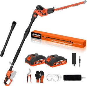 18 Inch 20V Cordless Pole Hedge Trimmer, 2 2.0Ah Battery & Charger