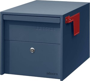 $115 Adoorn Lockable Post Mount Mailboxes for Outside - Small Anti-Theft Locking Mailbox for Packages and Letters - Weatherproof Construction - Durable Steel - 12 H x 12 W x 18.5 D - Navy