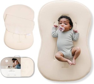 snuggle me Organic Newborn Baby Infant Lounger Pillow & Travel Bag - Natural