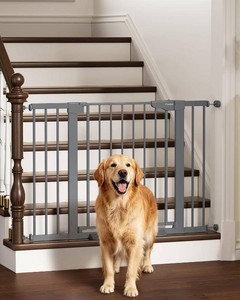 Cumbor 30-46 Baby Gate for Stairs, Auto-Close Dog Gate Indoor Cool Gray