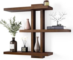 yaqew Wood Floating Shelves, Light Walnut Color, 28.35 x 23 x 5.9