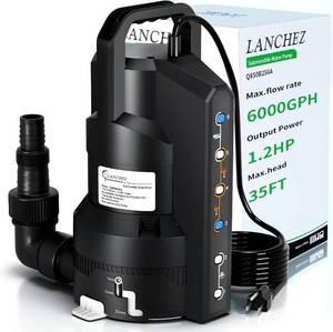LANCHEZ Sump Pump with 6 Modes, CleanDirty Submersible Water Pump, Automatic Thermoplastic Water Removal Transfer Pump with 16FT Cord for Pools Basement Garden Pond, Large