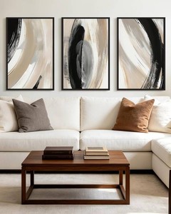 $130 KUVIOKE Modern Abstract Framed Wall Art Black 24x36in Black Framed
