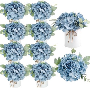 Auihiay 10PCS Flower Centerpieces for Tables, Blue Hydrangeas and Roses