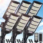 Yusist 6 Pack Solar Street Lights Outdoor Waterproof, 6500K LED Motion Sensor Lights, Dusk to Dawn Solar Flood Lights with Remote,Parking Lot Light,Commercial Area Lighting for Outside